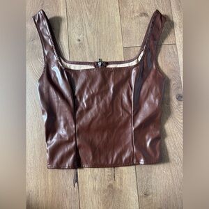 SHEIN Brown Faux Leather Tank Top
